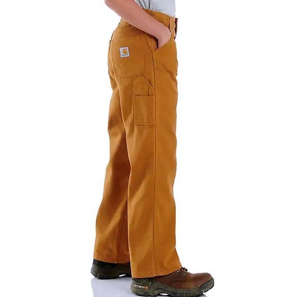 NWT Carhartt Boys' Loose Fit Flannel-Lined Utility Work Pants Dark Mustard SZ 16 - Picture 2 of 16